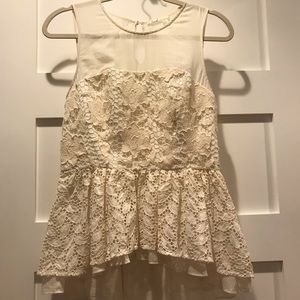 Anthropologie Floreat Trois Eyelet Peplum Top